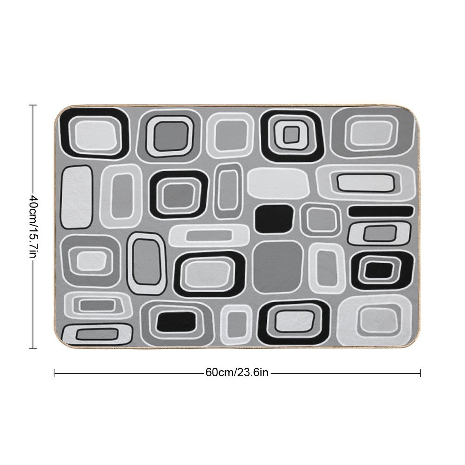 Black White Gray Mid Century Modern Geometric Print - Rectangles Squares  Anti-Trip Bath Mat