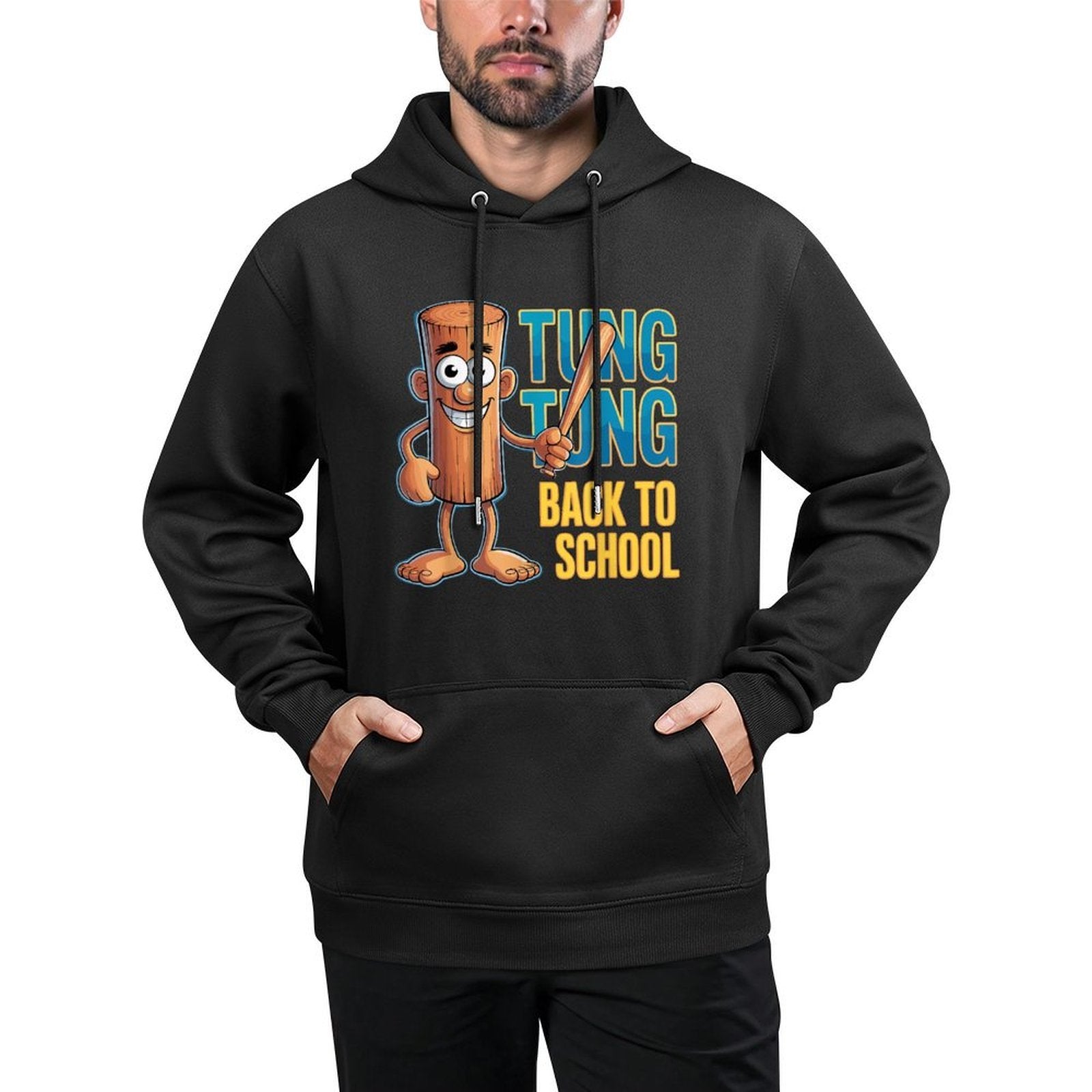 Kids Meme Italian Brainrot Tung Tung Tung Sahur School Pilling-Resistant Hoodie