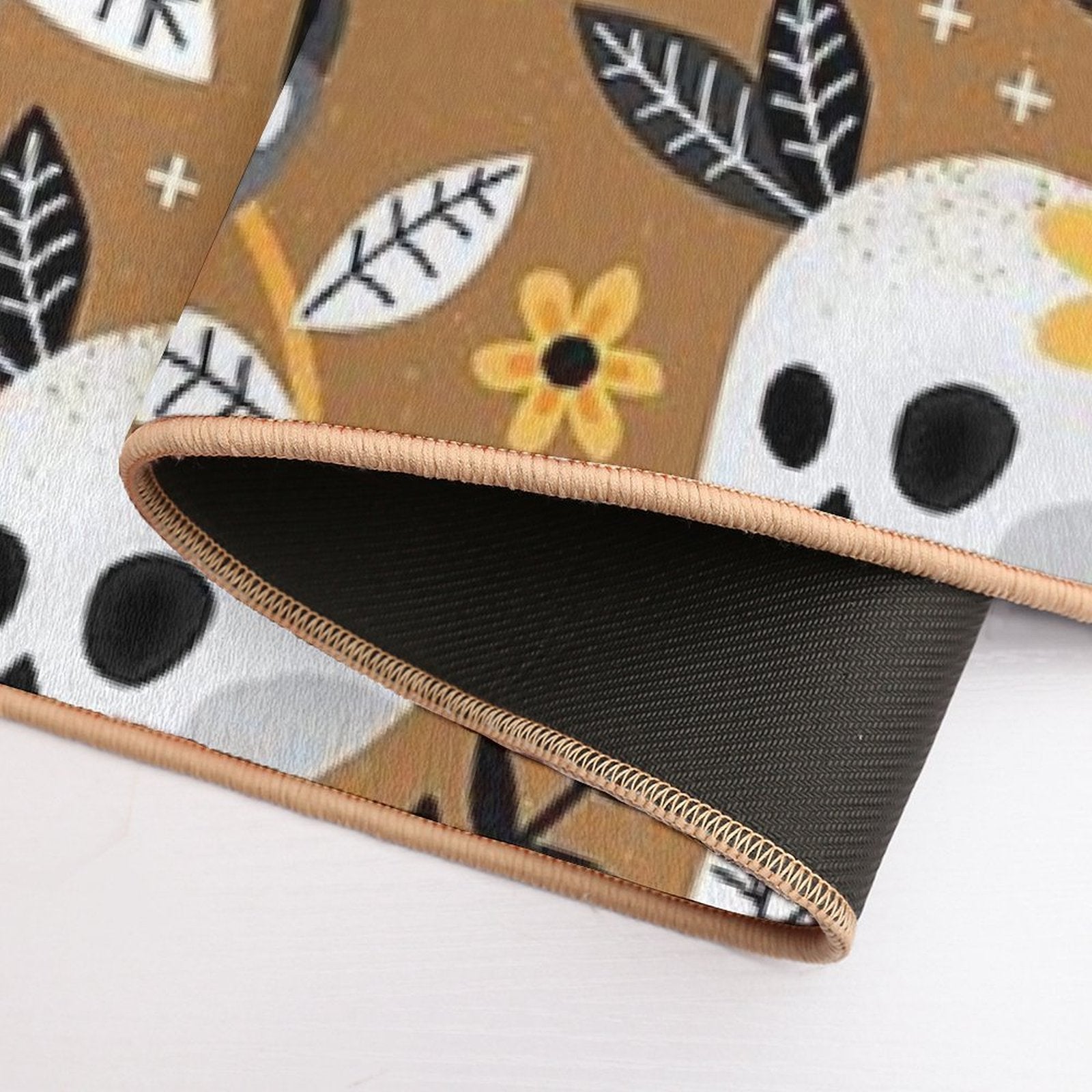 Black Cat And Floral Skull  Versatile Bath Mat