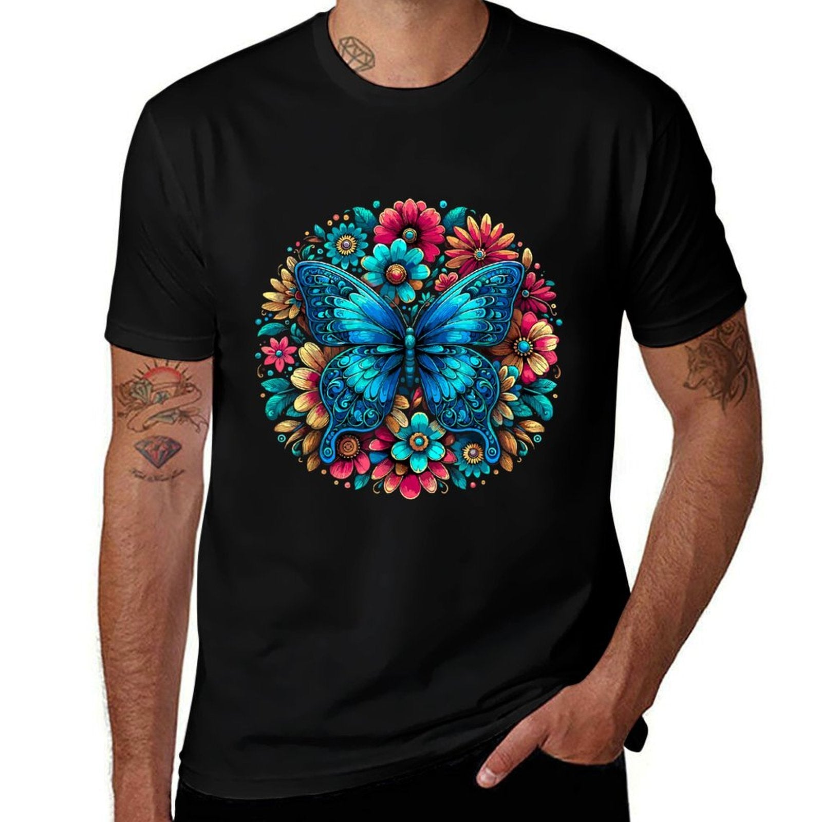 Butterfly With Flowers Aesthetic Butterfly  Breathable T-Shirt