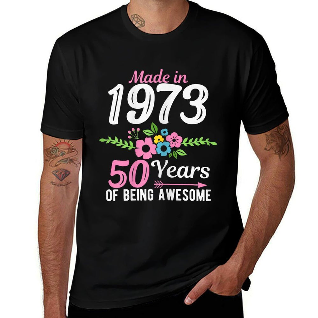 Made In 1973 Floral 50th Birthday  Stretchy T-Shirt