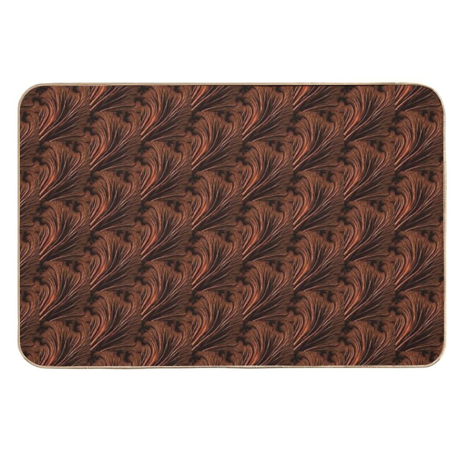 Copper Ostrich Feathers Collection  Absorbent Bath Mat