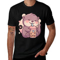 Womens Otter Drinking Bubble Tea Boba Japanese Anime Culture Manga  Graphic-printed T-Shirt