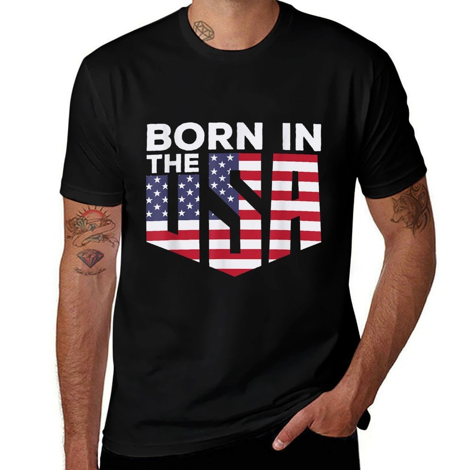 Born in The USA  Rolled Sleeves T-Shirt