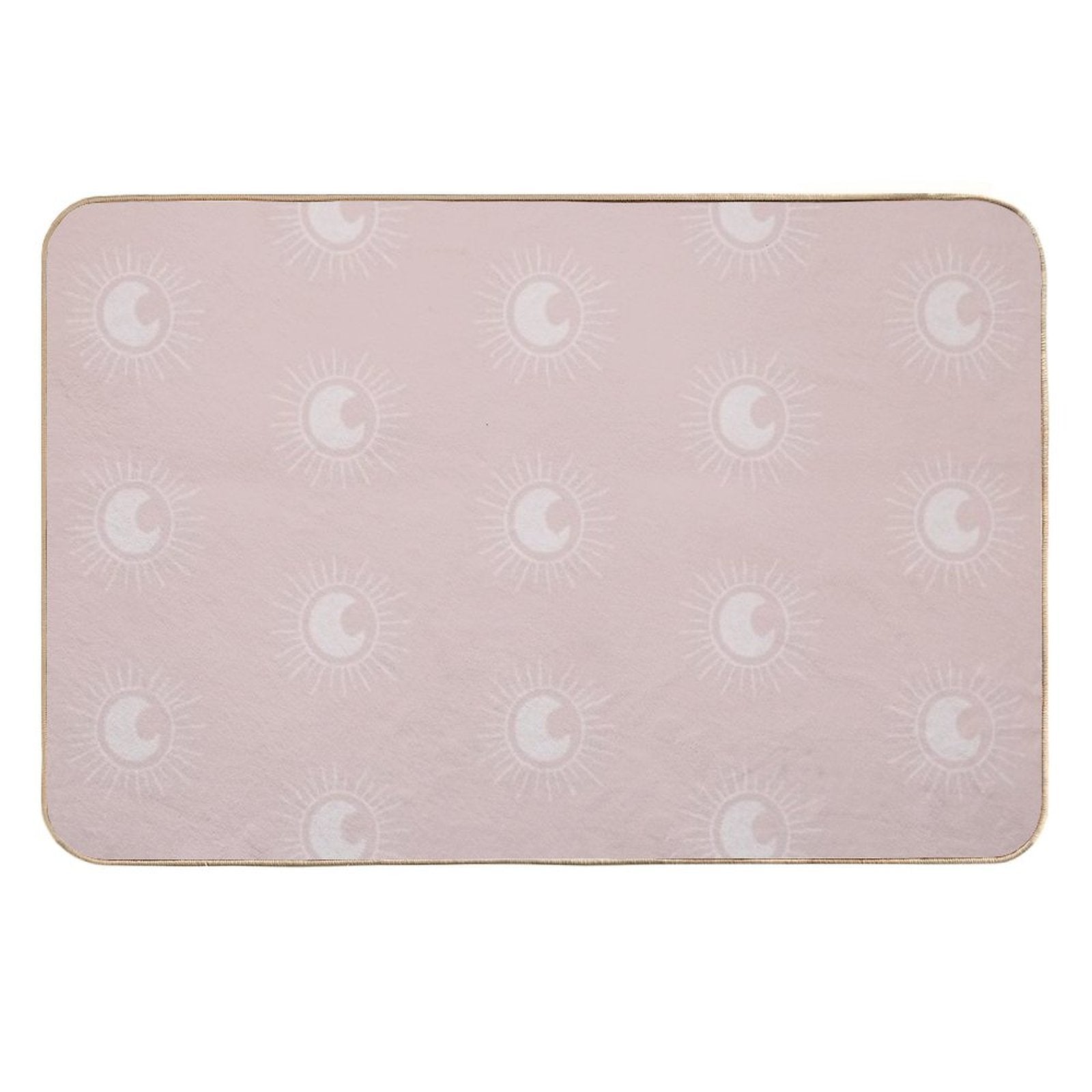 Boho Sun And Moon Pattern Bohemian Aesthetic In Muted Colors Pale Pink  High-Traffic Bath Mat