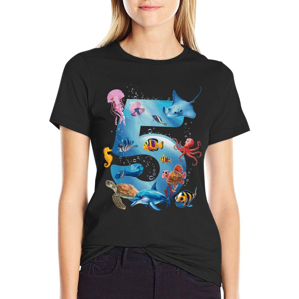 Kids Sea Ocean Number 5rd Birthday Boys And Girls  Vintage-inspired T-Shirt