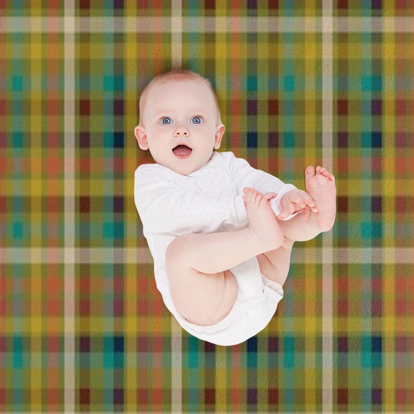 Retro Modern Plaid Pattern in Midcentury Mod Mustard, Olive, Orange, Teal, And Navy Comfort Throw Blanket