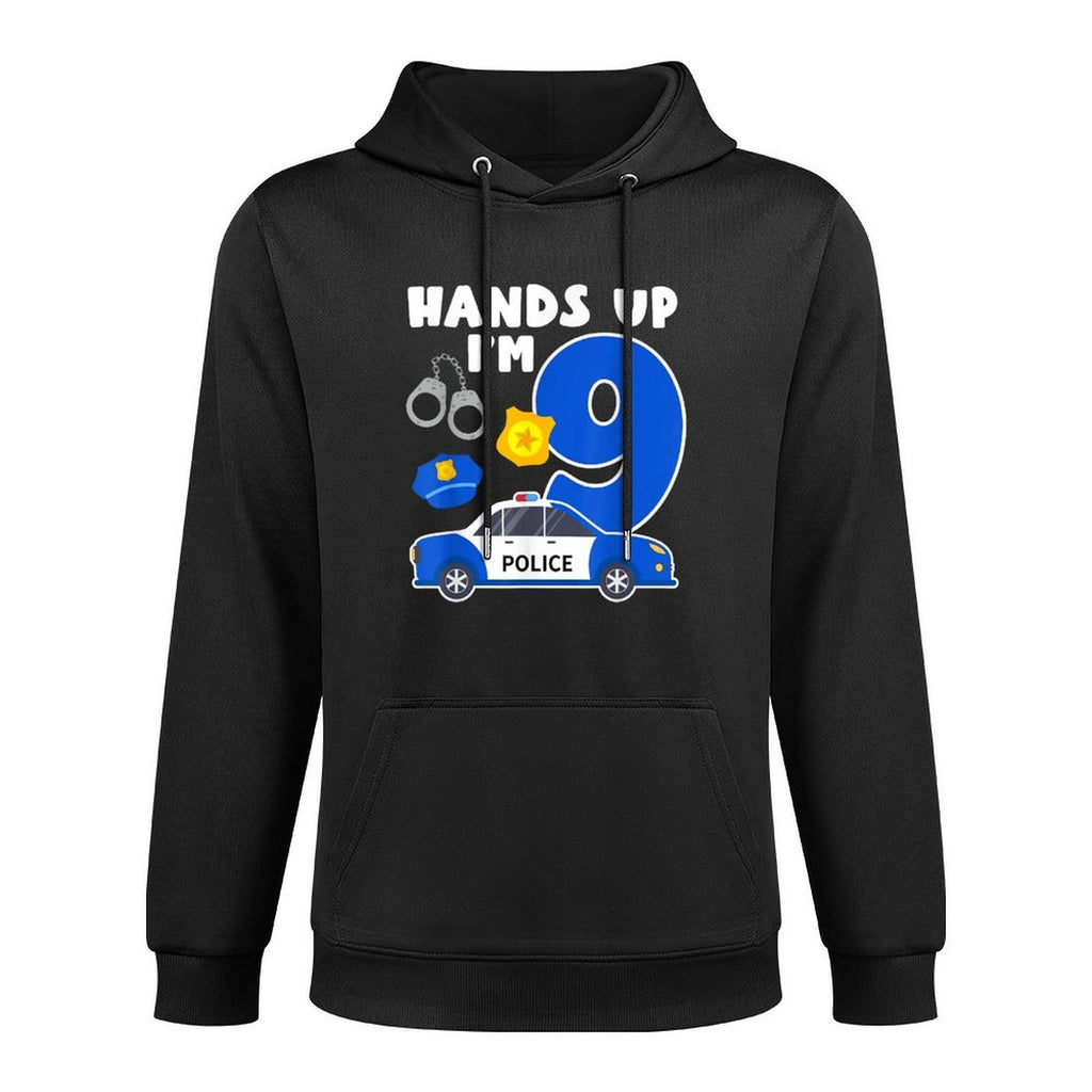 9th Birthday Policeman Boy Nine Year Old Police Officer Adjustable Hood Hoodie