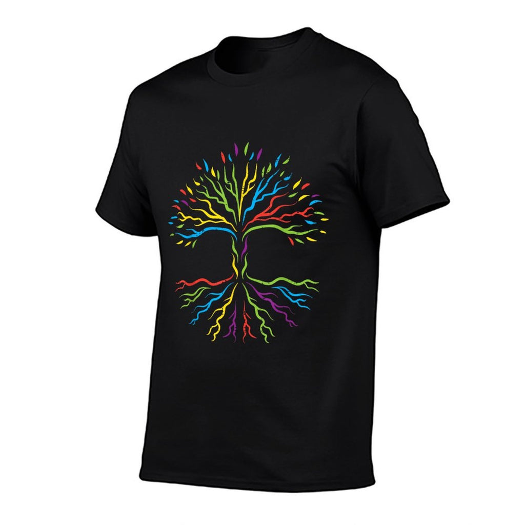 Gay Rainbow Tree Leaves Roots Lgbt Pride Men Women Kids  Oversized Silhouette T-Shirt