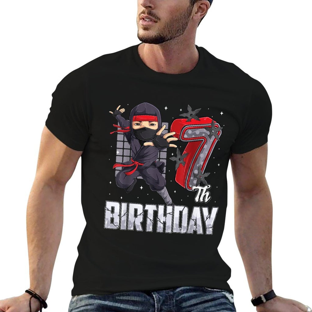 Ninja 7th Birthday Party Theme 7 Seven Year Old Kids Boys  Soft T-Shirt