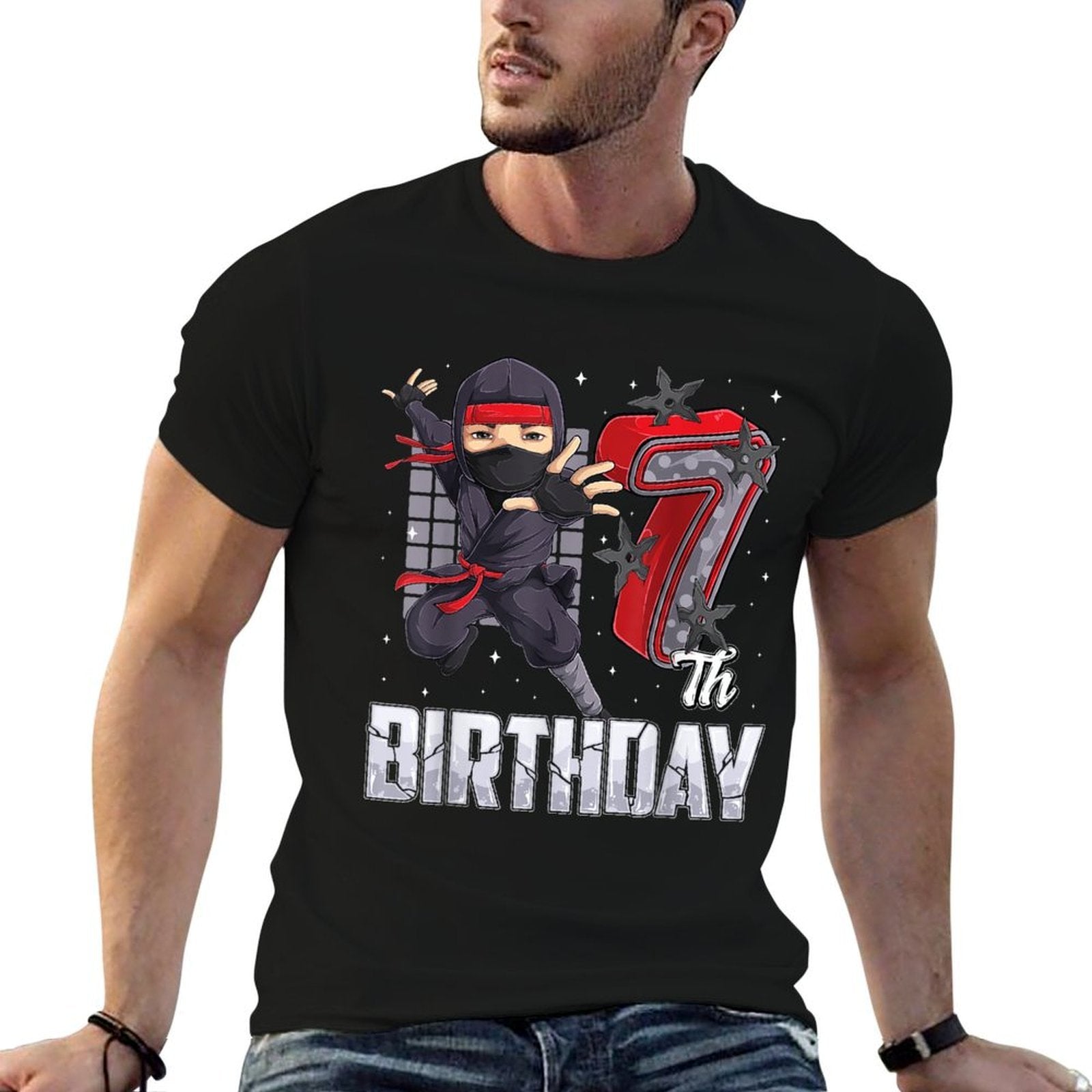 Ninja 7th Birthday Party Theme 7 Seven Year Old Kids Boys  Soft T-Shirt