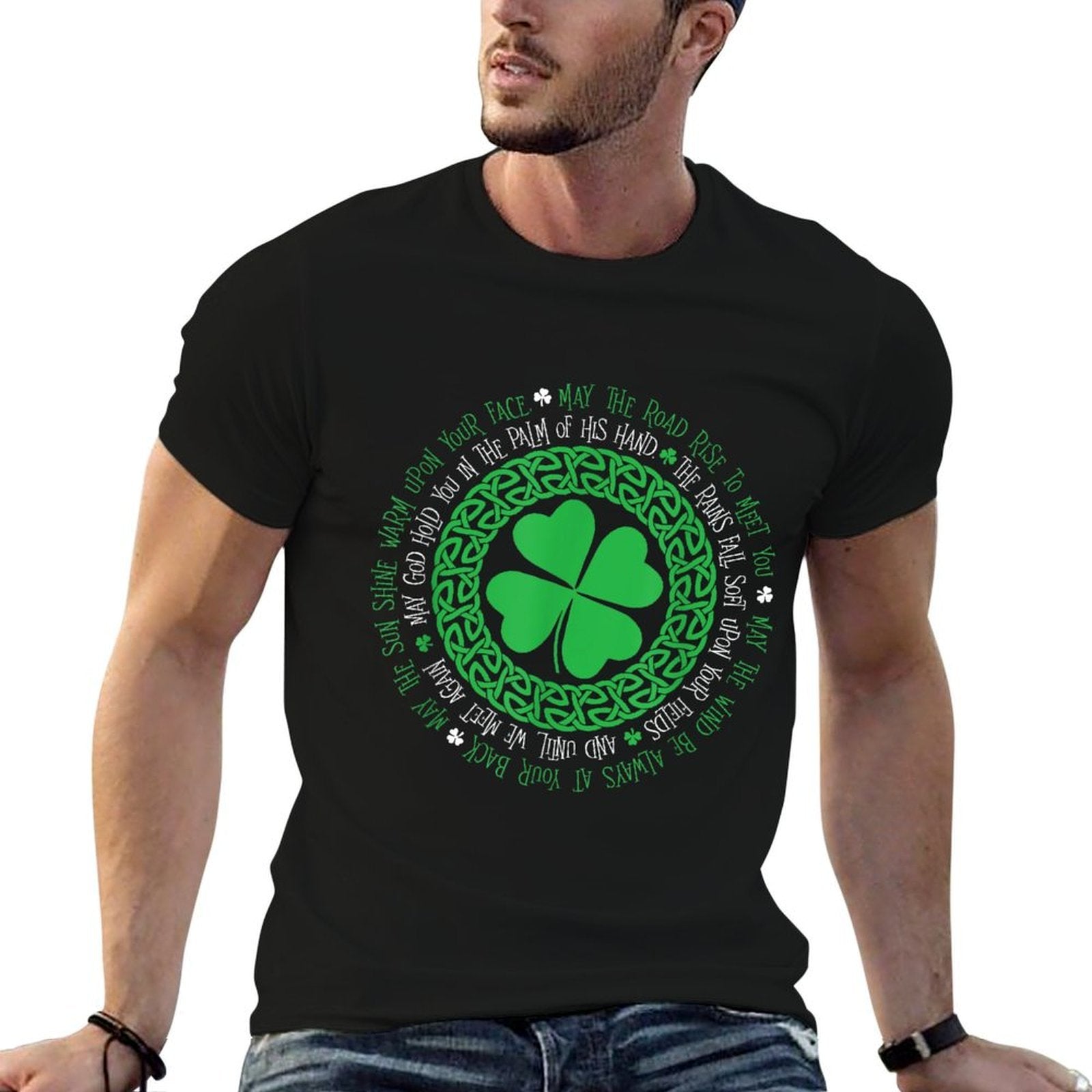 Irish Blessing Celtic Knot 4 Leaf Clover - St. Patrick's Day  Easy-care T-Shirt