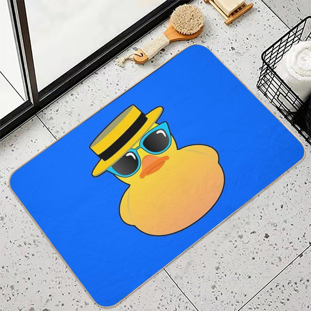 Rubber Duck Ducky Wearing Boater Hat And Sunglasses  Fade-Resistant Bath Mat