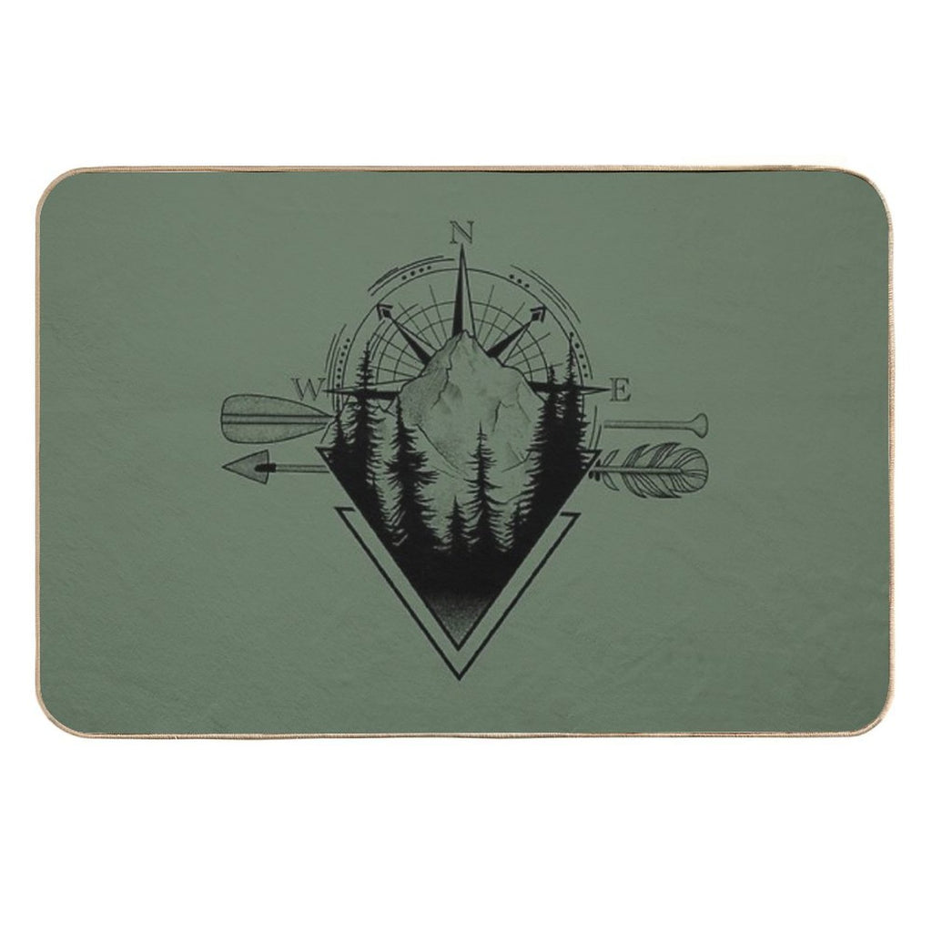 Nature Mountain Compass Geometric Graphics Shirt  Pet-Safe Bath Mat