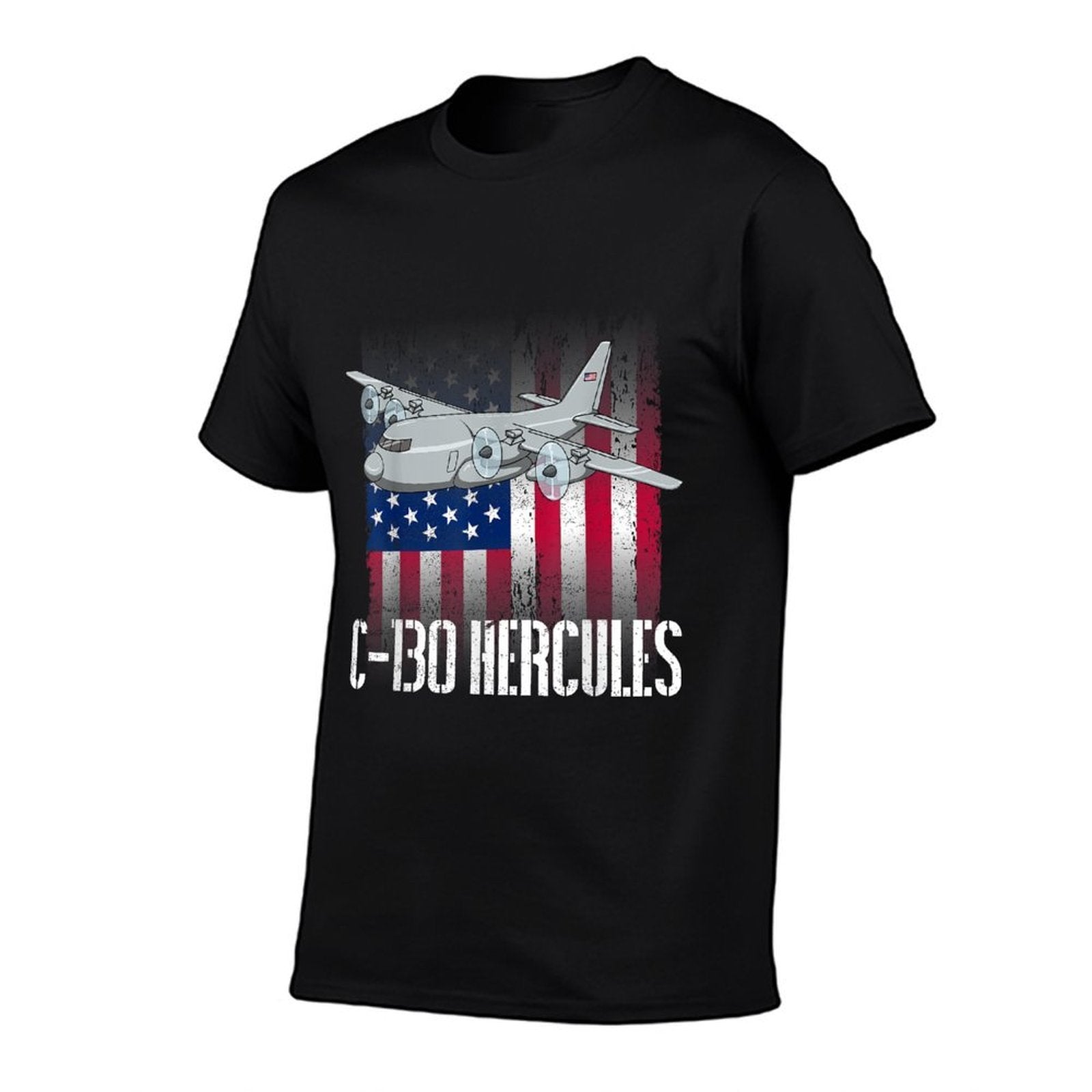 THE SALTY VETERAN C-130 Hercules American Military Airplane - Black, Unisex-Adults, Small,, Modern, Casual, Military, Independen  Easy-care T-Shirt