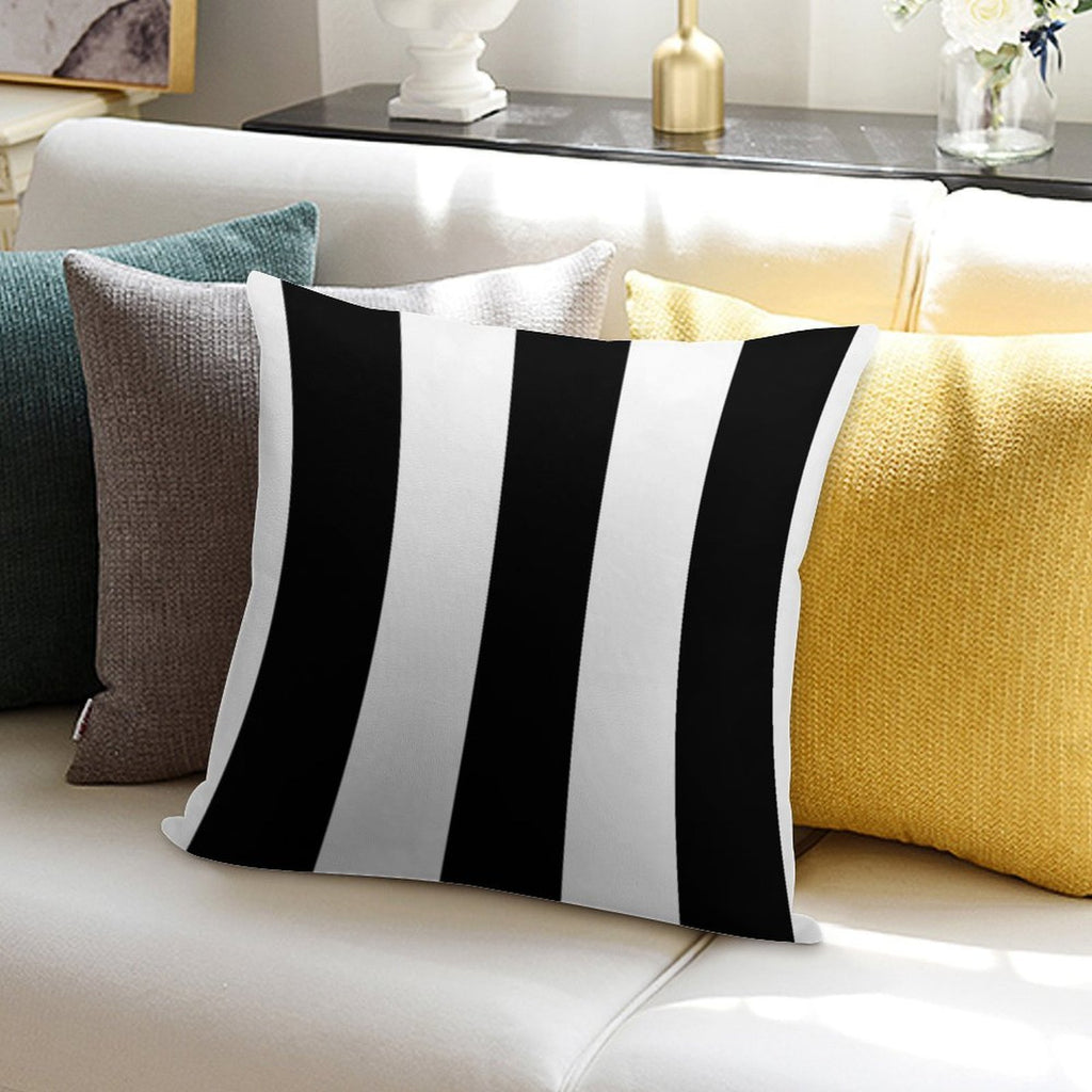Black And White Stripes Soft Shrink-Resistant Throw Pillow
