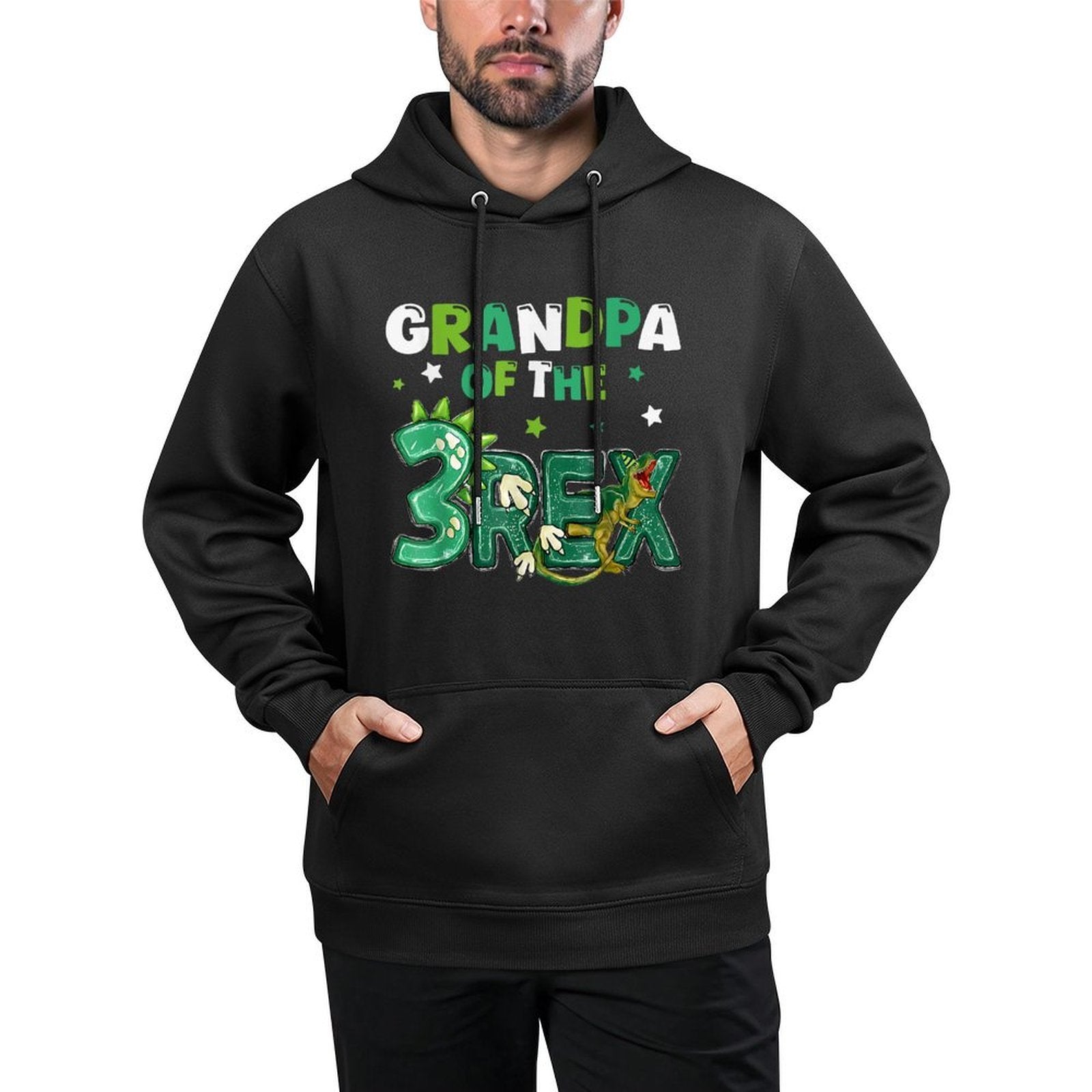 Grandpa of The Three Rex Birthday Dinosaur Family Matching All-Day Comfort Hoodie