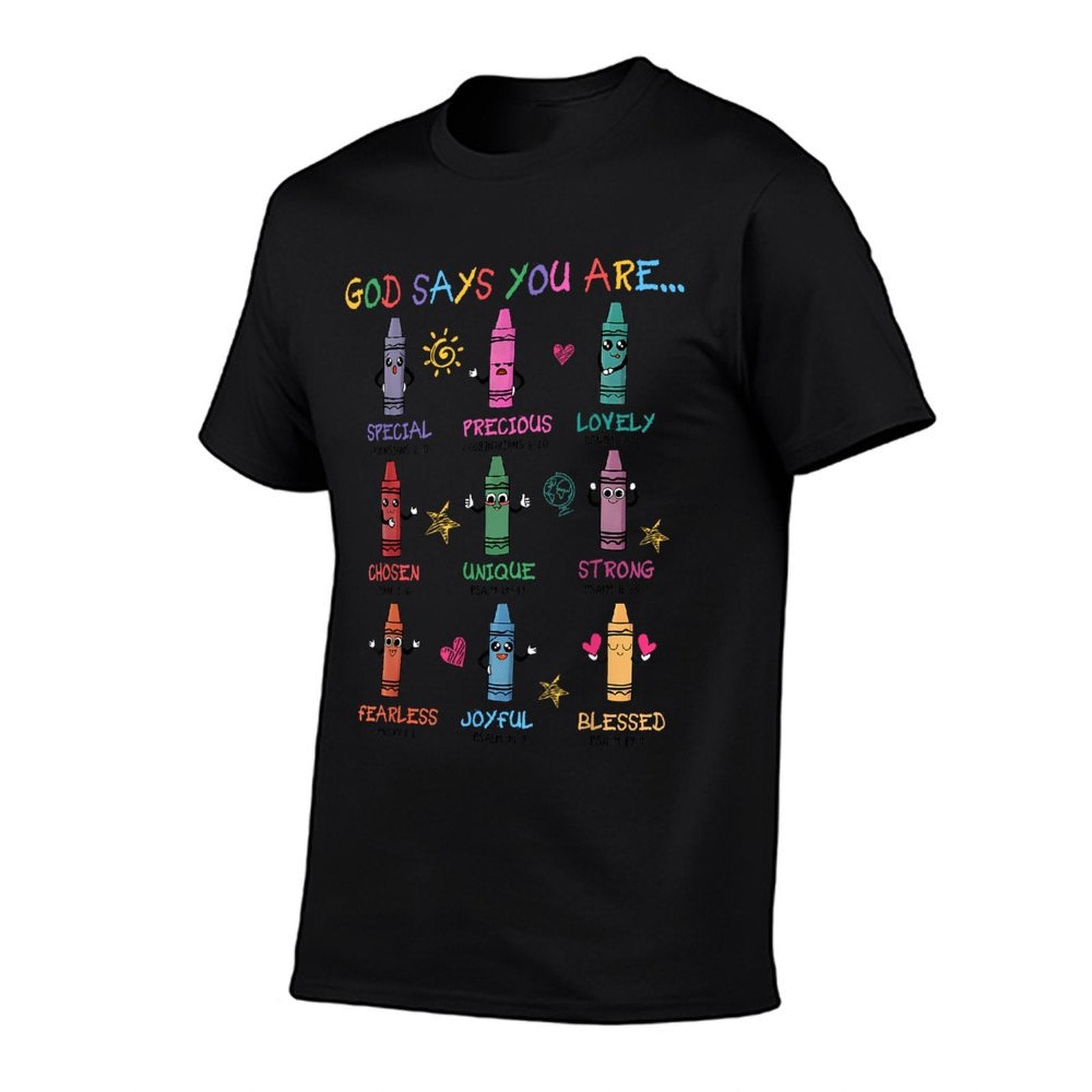 Retro God Says You Are Colorful Crayon Christian Bible Verse  Soft T-Shirt