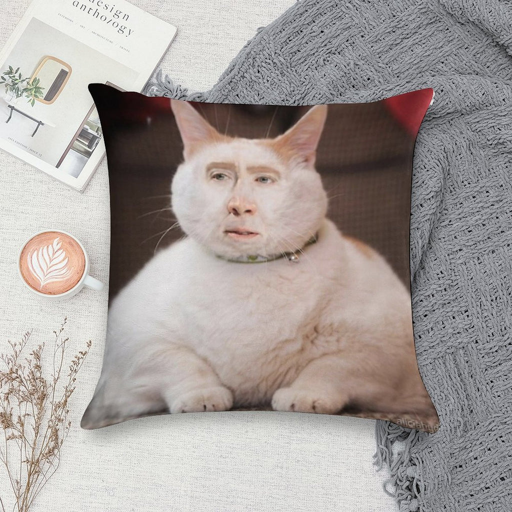 Nicolas Cage Photoshop Cat Soft Anti-Pilling Throw Pillow