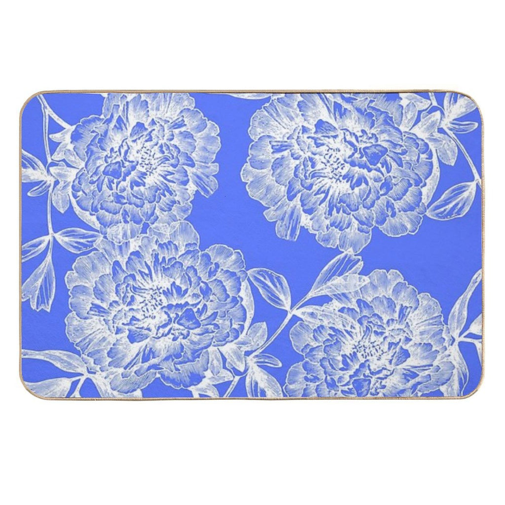 Sky Blue Peonies  Easy Maintenance Bath Mat