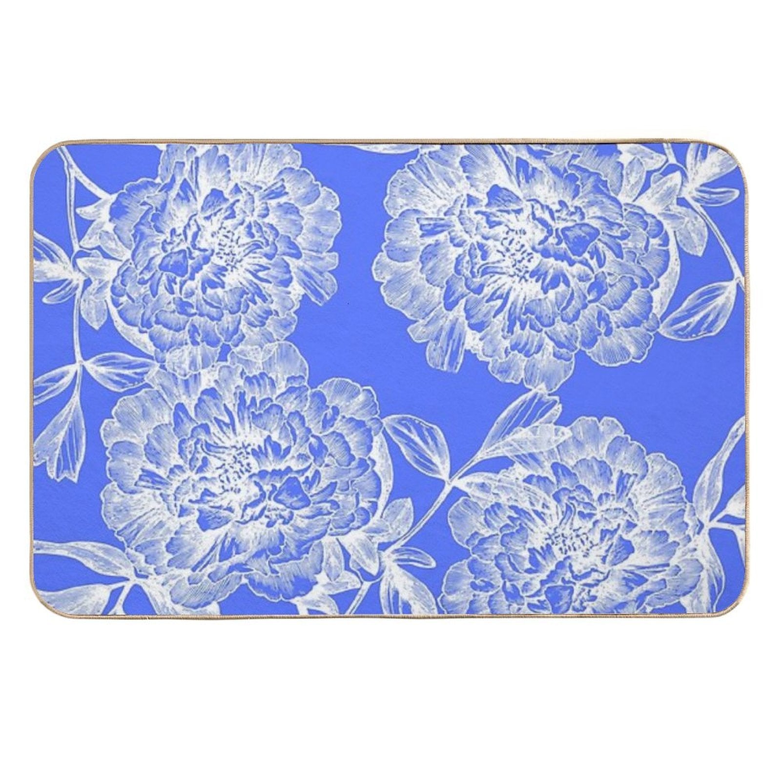 Sky Blue Peonies  Easy Maintenance Bath Mat