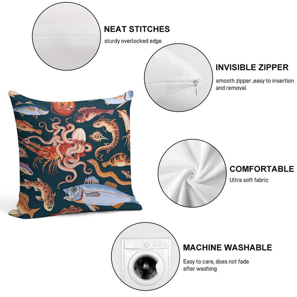 Pompeii Marine Mosaic Soft Luxury Feel Throw Pillow