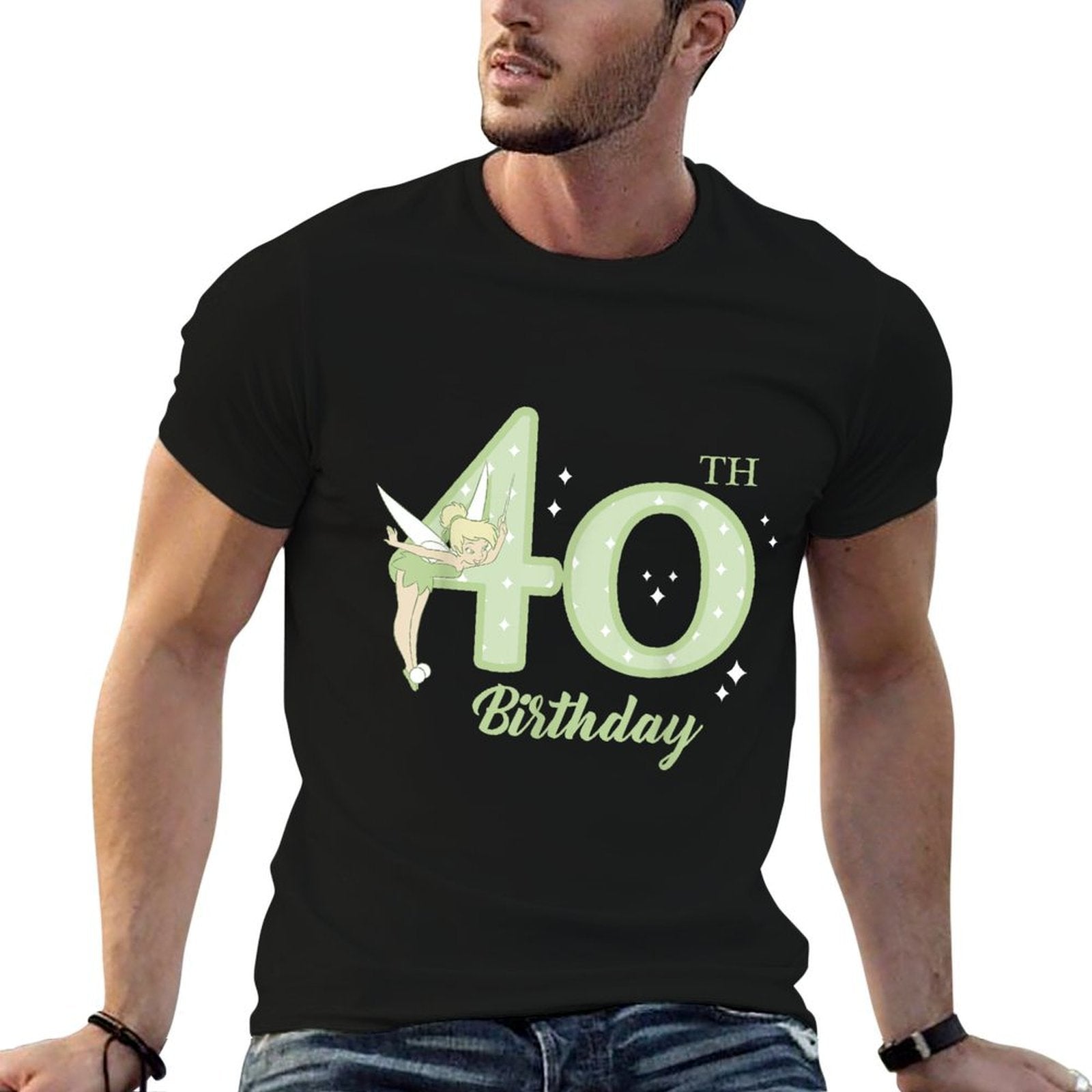Disney Peter Pan 40th Birthday Tinkerbell Portrait  Fade-proof Color T-Shirt