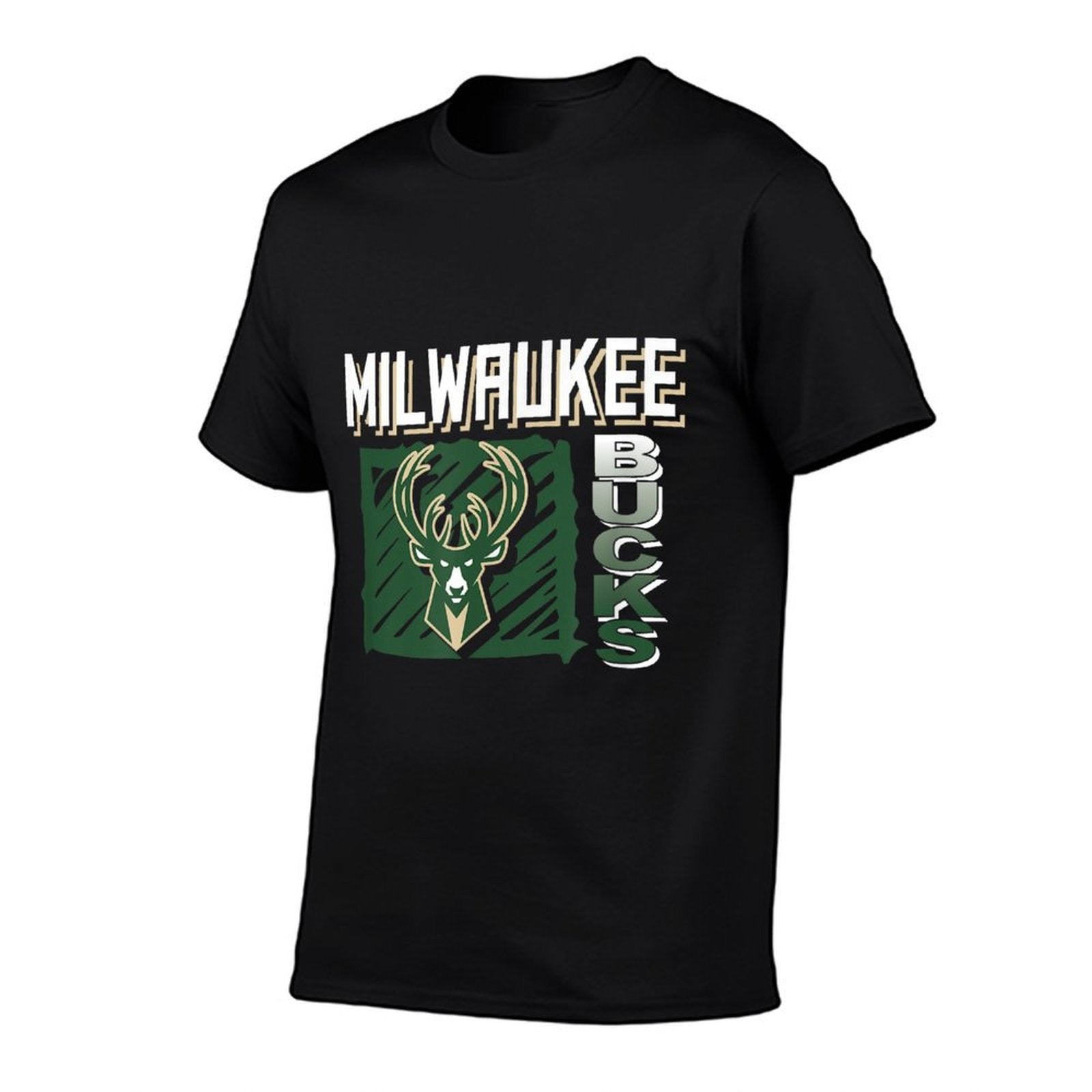 NBA - Milwaukee Bucks Scribble Square Black  Vintage-inspired T-Shirt