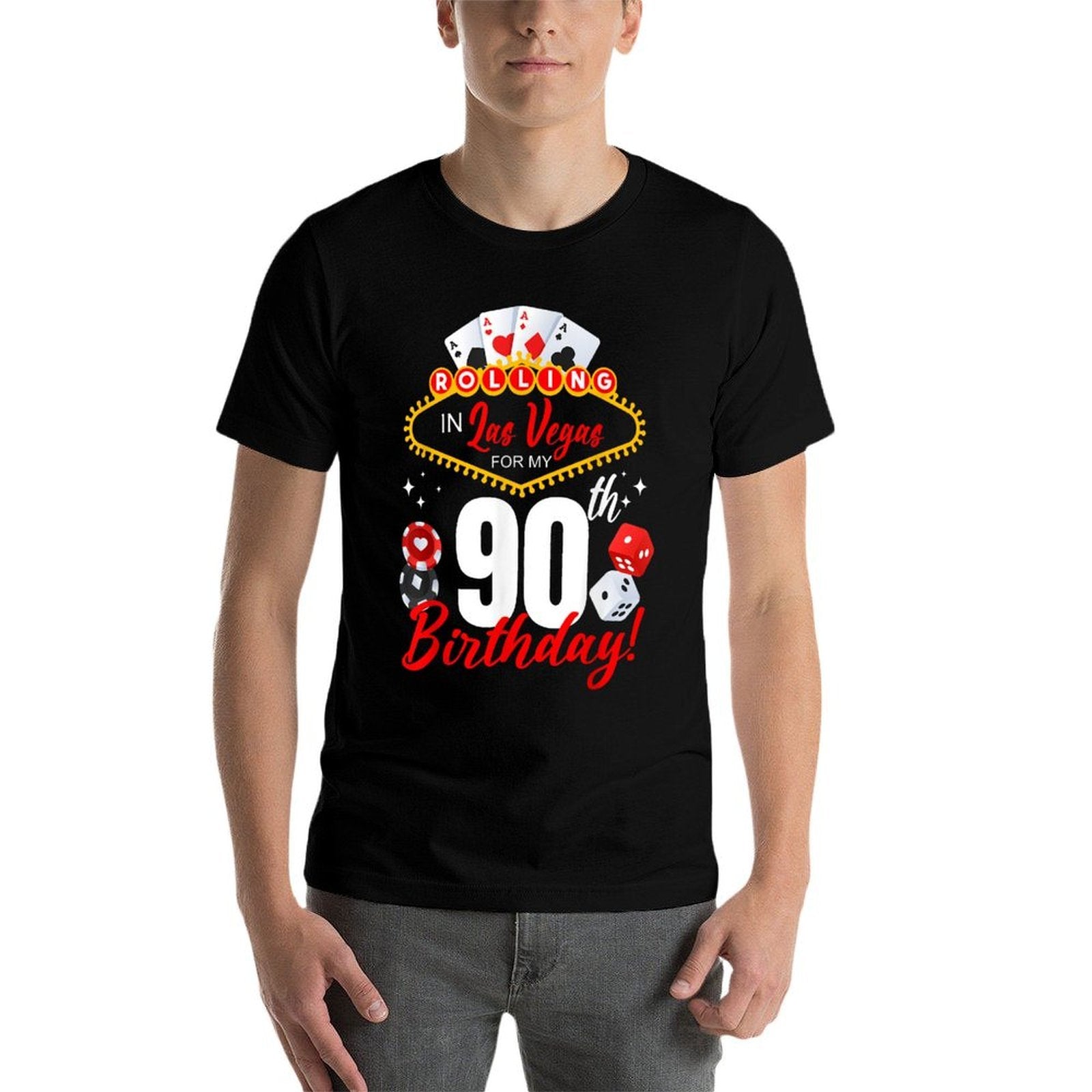 Rolling In Las Vegas 90th Birthday Crew Group Friends 90 Comfortable T-Shirt