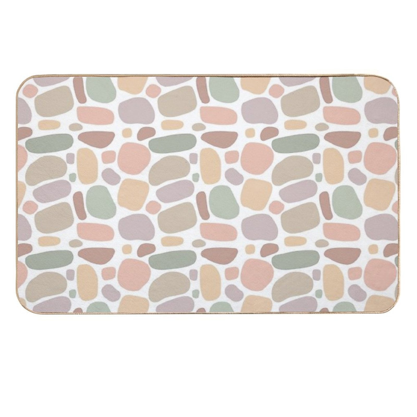 Boho Abstract Free-Form Pattern  Terracotta And Pastel Organic Shapes  Odorless Bath Mat