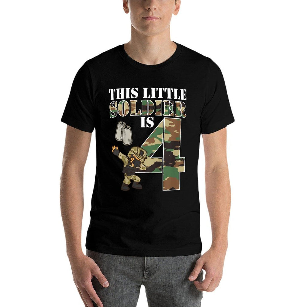 Kids 4 Years Old Boy Army Military 4th Birthday Kids  Moisture-wicking T-Shirt