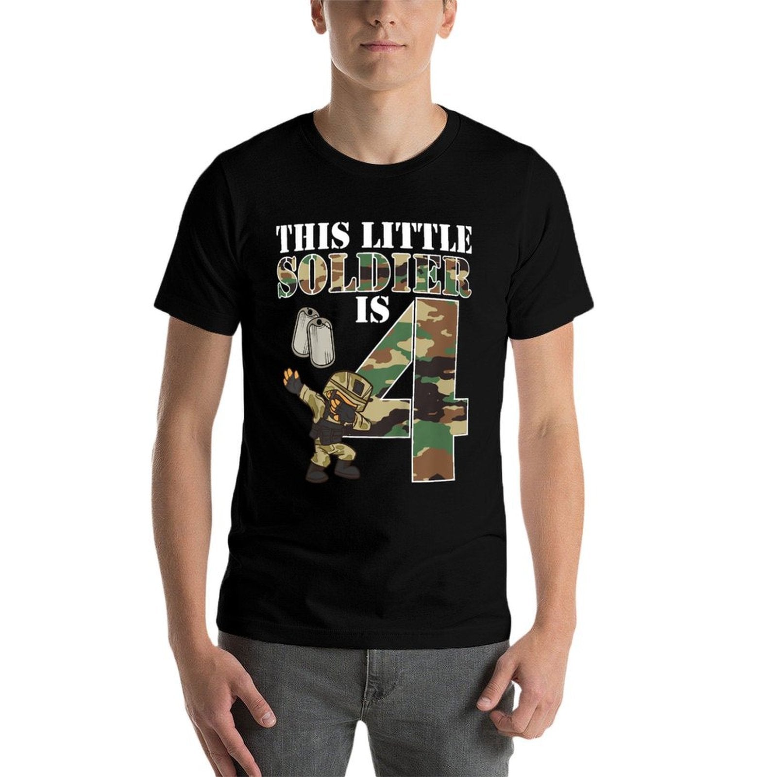 Kids 4 Years Old Boy Army Military 4th Birthday Kids  Moisture-wicking T-Shirt