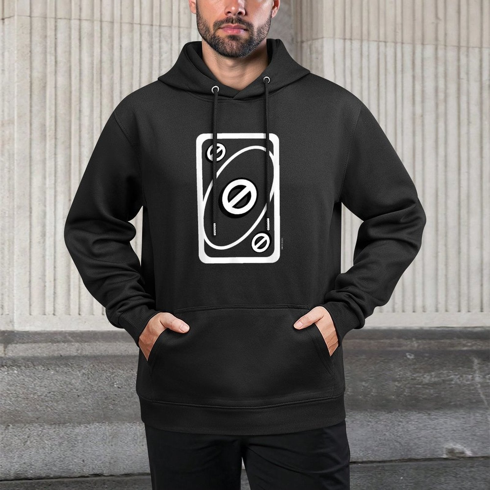 UNO - Blue Skip Card Pilling-Resistant Hoodie