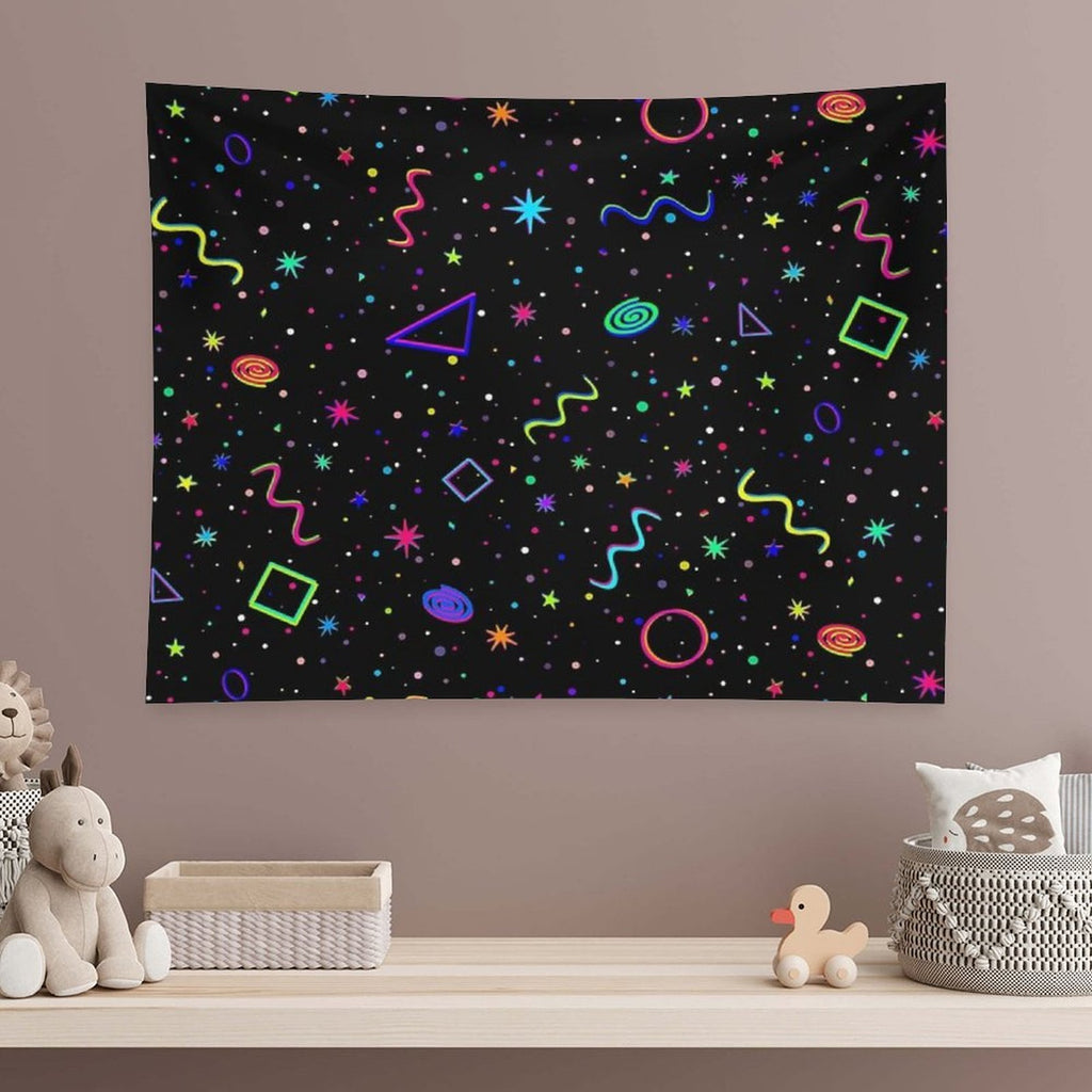 90's 2000's Carpet Pattern Design - Y2k Neon Bowling Alley Arcade Movie Theater Skate Rink Carpet Dreamcore Nostalgia Tapestry