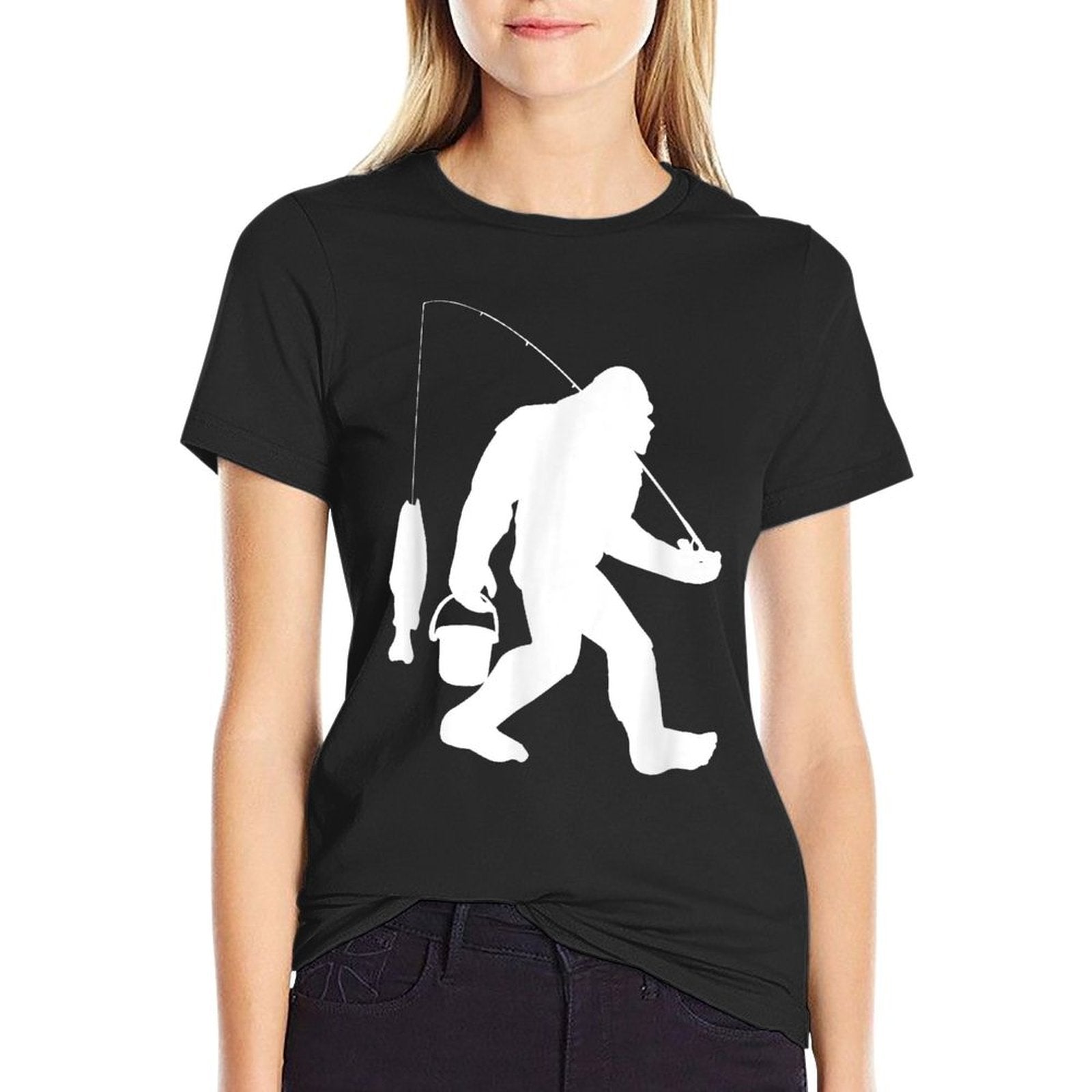 Bigfoot Fishing Funny Sasquatch And Fish  Breathable T-Shirt