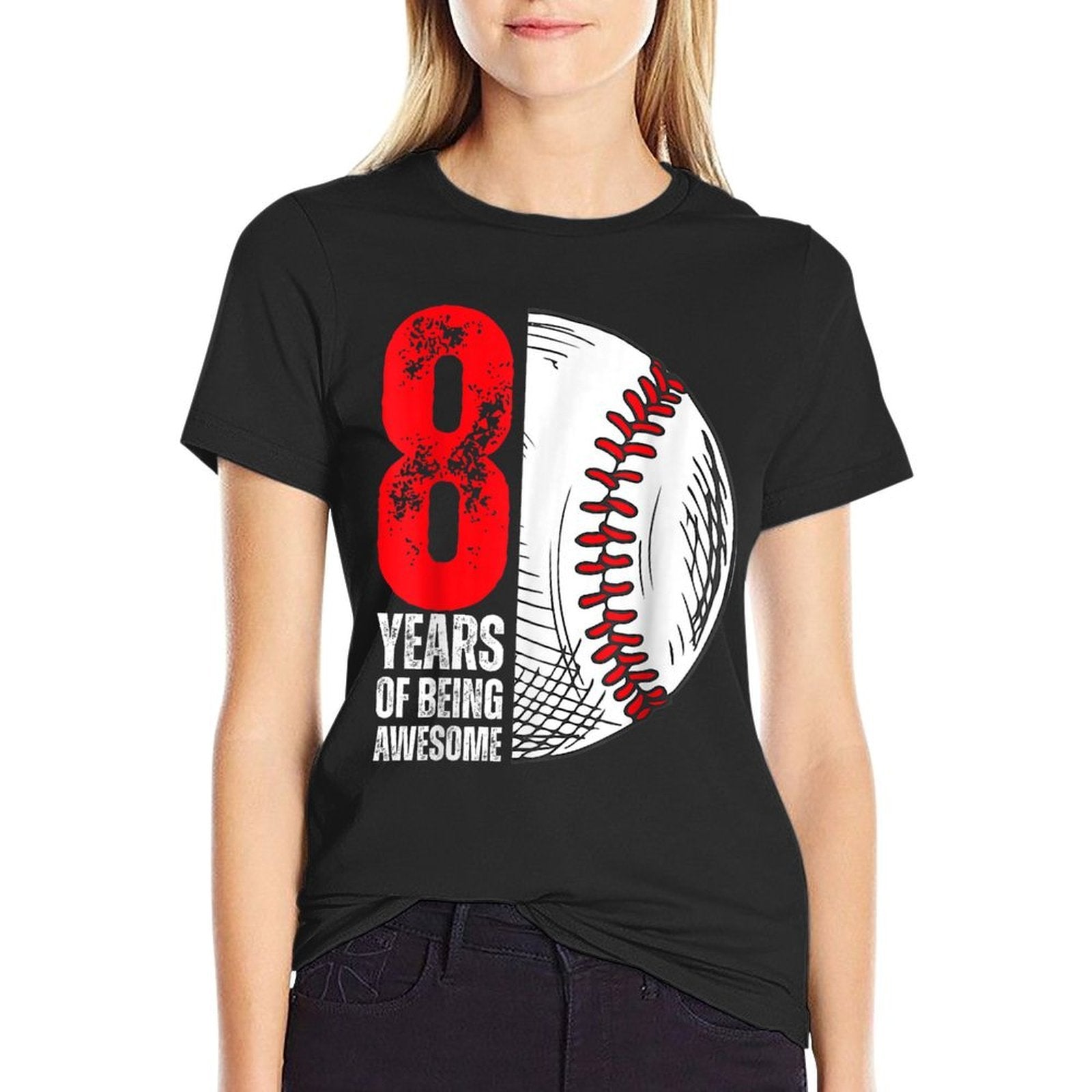 8 Year Old Baseball 8th Birthday Baseball Player  Easy-care T-Shirt