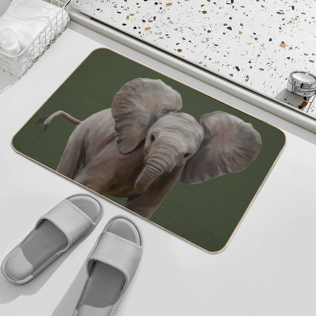 Baby Elephant Painting  Non-Slip Bath Mat