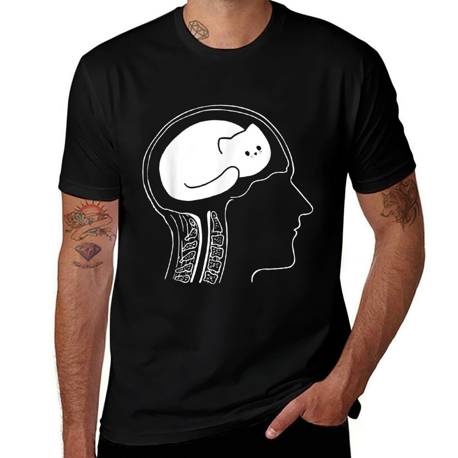 Funny Cat Brain Meme Joke Graphic  Affordable Price T-Shirt