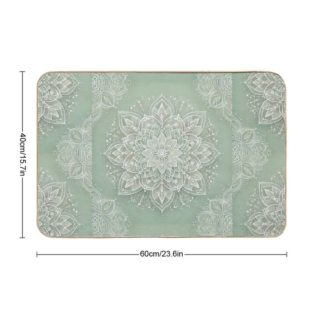 Mandala on Sage Green  Slip-Resistant Bath Mat
