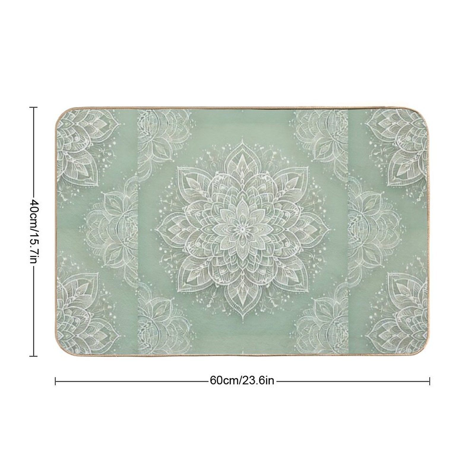 Mandala on Sage Green  Slip-Resistant Bath Mat