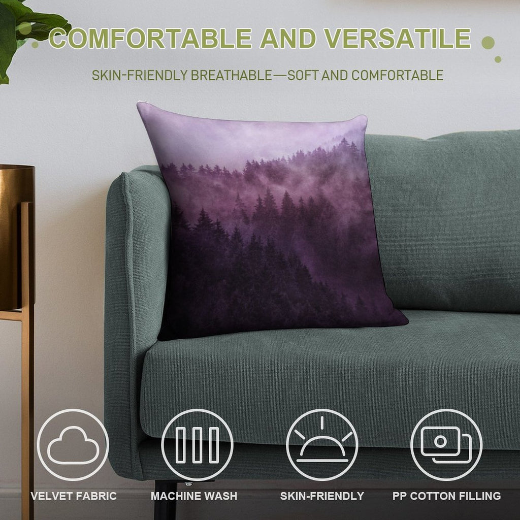 Excuse Me, I'm Lost  Laid Back In A Romantasy Moody Wilderness Dream Forest With Cascadia Trees Covered In Magic Fog Soft Anti-Pilling Throw Pillow