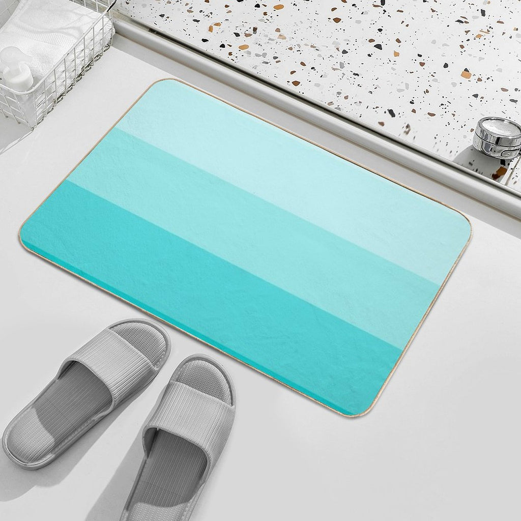 Turquoise Gradient Stripes Minimalist Pattern (Bright Robins Egg Blue)  Repositionable Bath Mat