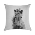 Horse - Black & White Soft Multiple Sizes Throw Pillow