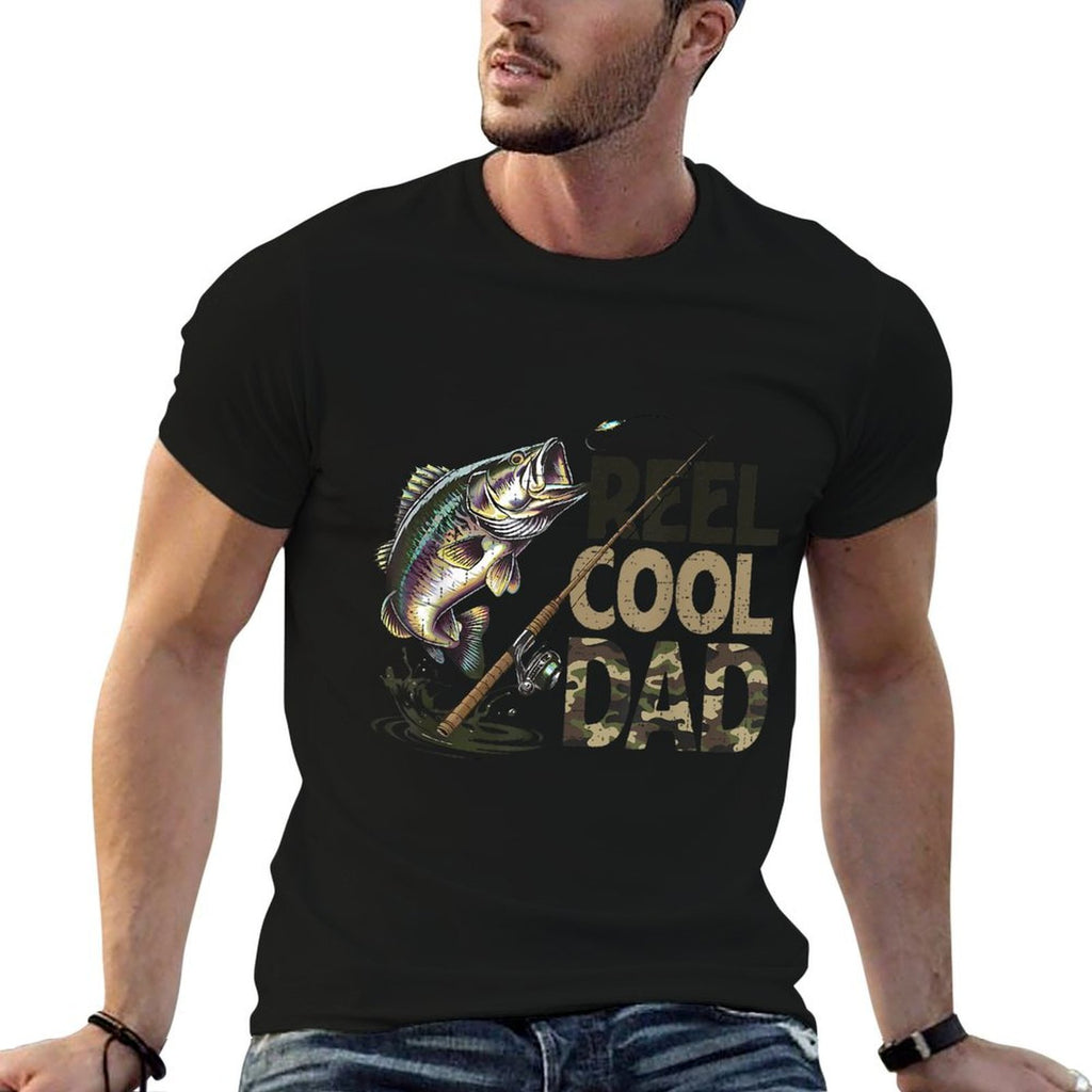 Reel Cool Dad Fishing Papa Fathers Day Fisherman Fish  Fade-proof Color T-Shirt