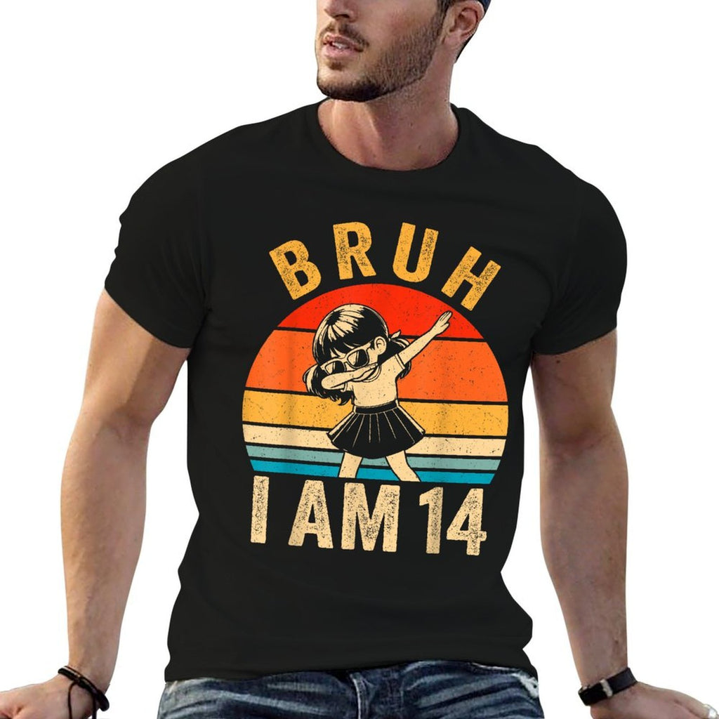14 Year Old Birthday Dabbing Girl Bruh It's My 14th Birthday  Stretchy T-Shirt