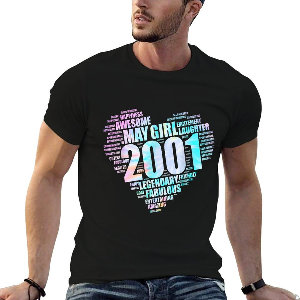 MAY GIRL 2001 Awesome Fabulous Big Heart 21st Birthday  Wrinkle-resistant T-Shirt