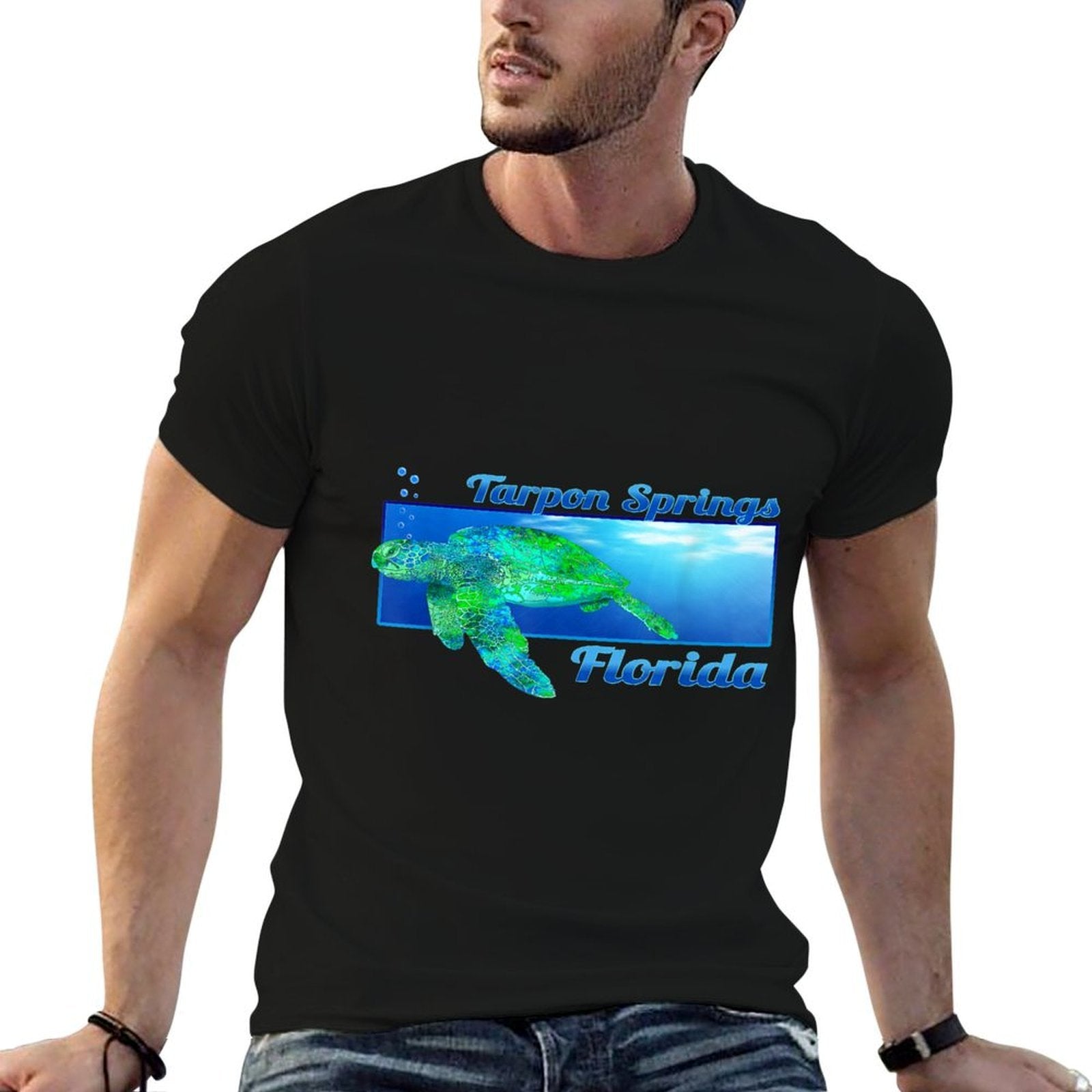 Tarpon Springs Florida Swimming Sea Turtle  High-quality Stitching T-Shirt