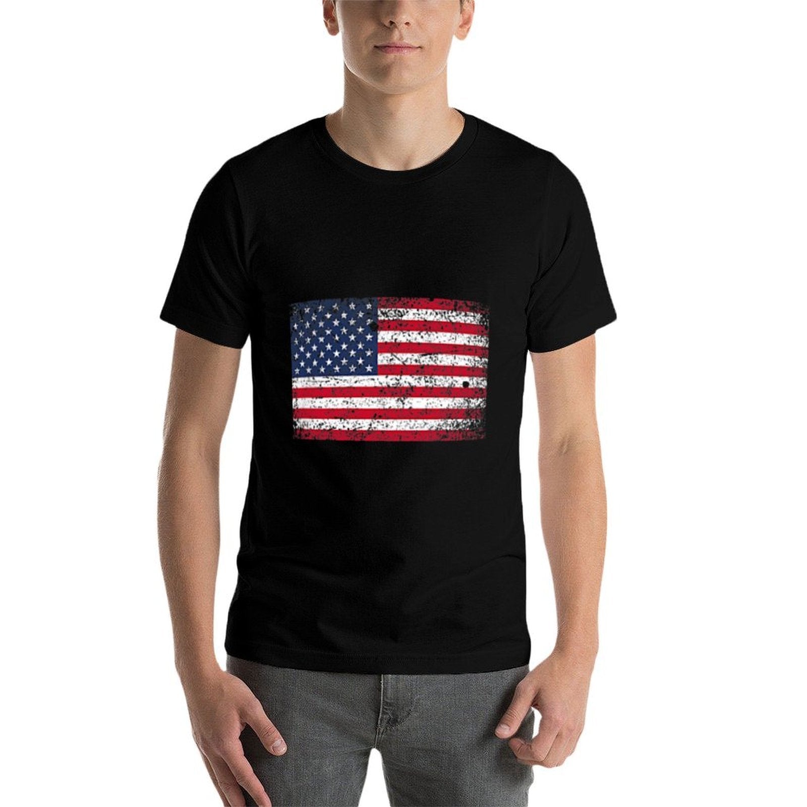 4th of July Distressed American USA Pocket  Tagless Design T-Shirt