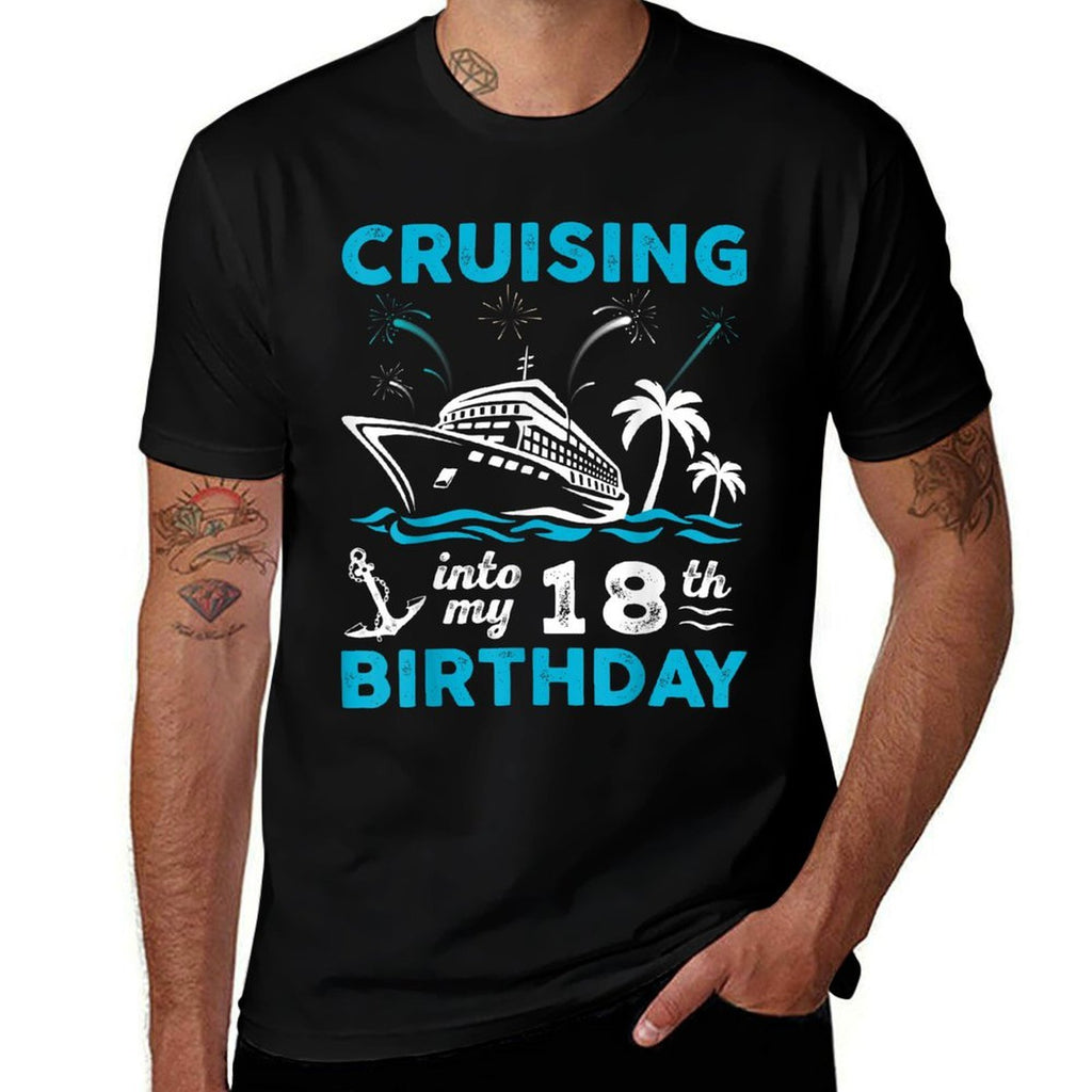 18 Year Old Birthday Cruising Into My 18th Birthday Cruise  Tagless Design T-Shirt