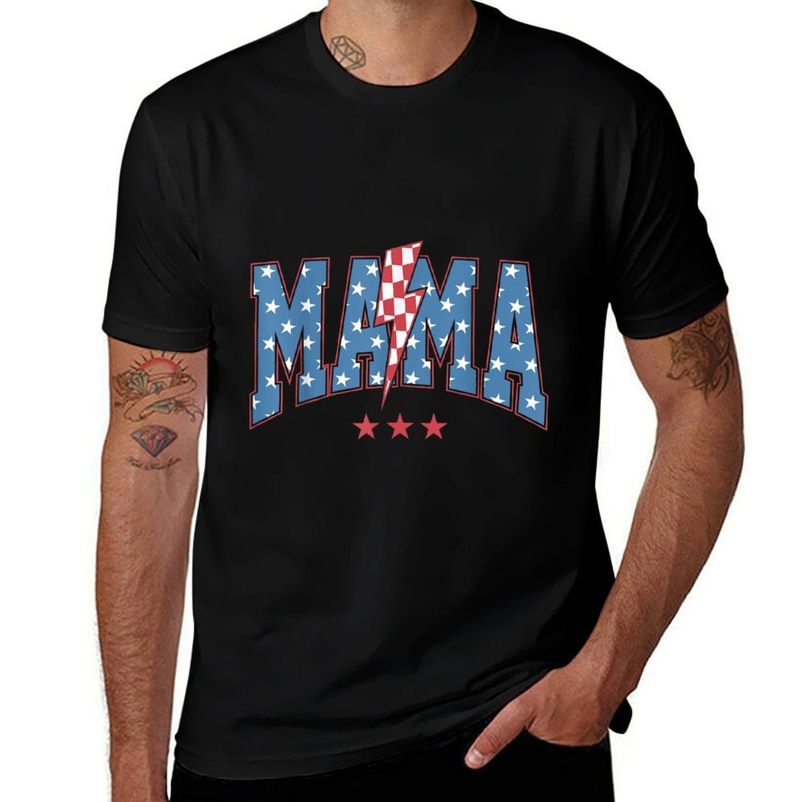 Mama Dada Mini 4th of July American Family Matchings  Lightweight T-Shirt